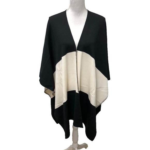 St John Caviar Multi Cardigan Shawl Wrap Womens One Size Oversize Comfort Wool